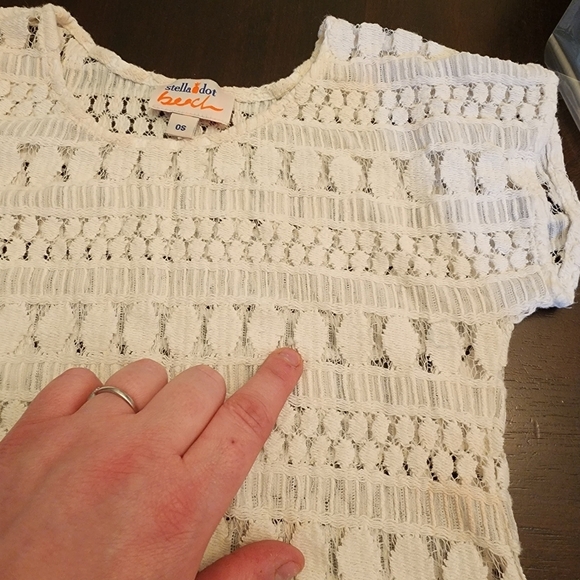 Stella & Dot Kids Crochet Coverup Off White Sheer One Size - Picture 11 of 12